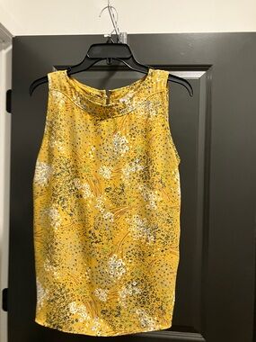 LOFT Yellow Floral Print Sleeveless Blouse